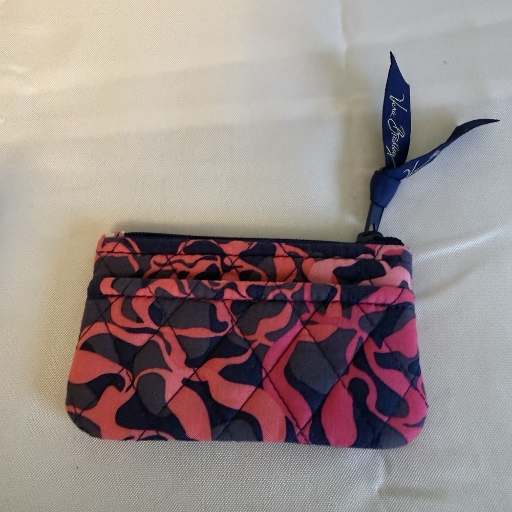 Vera Bradley Quilted Zippered Coin Purse Wallet Pouch Katalina Purple Pink